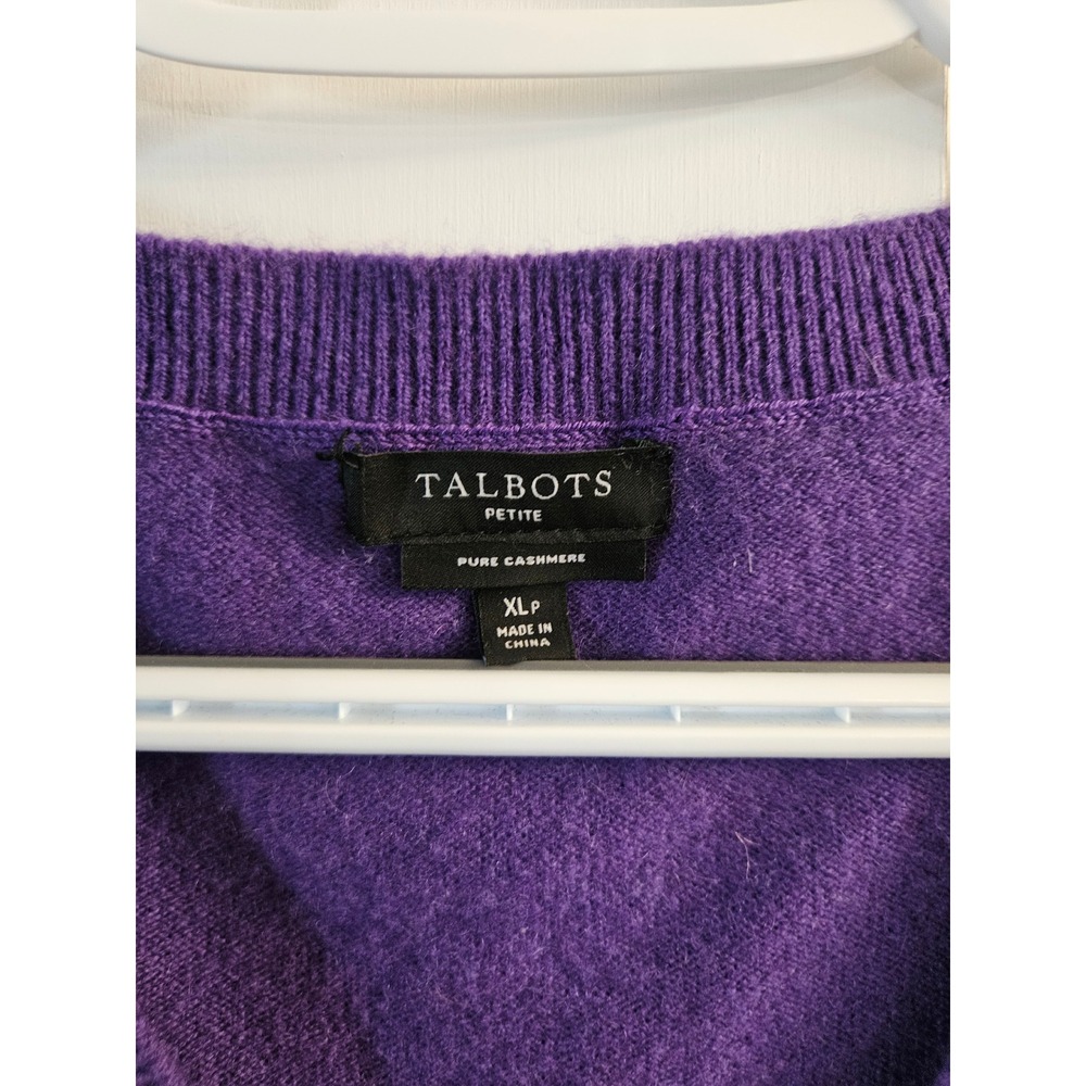 Talbots Petite Purple Pure Cashmere V-Neck Pullover Sweater Womens XLP